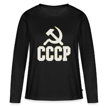 Design CCCP dans le style des années 80, sac rétro - T-shirt manches longues Premium bio Femme - noir - Devant - Julia (174cm)