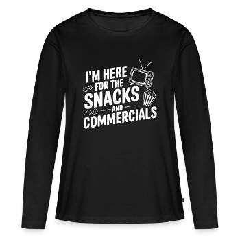 Je suis là pour les snacks et les publicités - T-shirt manches longues Premium bio Femme - noir - Devant - Julia (174cm)