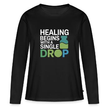La guérison de l’homéopathie débute Single Drop Professional - T-shirt manches longues Premium bio Femme - noir - Devant - Julia (174cm)