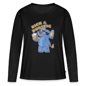 Dick und Durstig Lustiger Spruch Saufen Bier - Frauen Premium Bio Langarmshirt - Schwarz - Vorne - Julia (174cm)