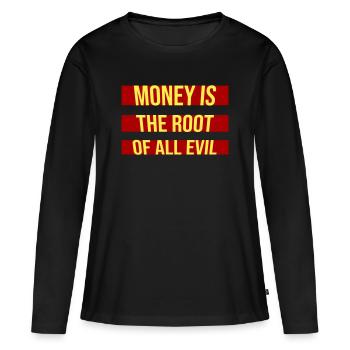 L’argent racine Capitalisme maléfique Cupidité Riches financiers - T-shirt manches longues Premium bio Femme - noir - Devant - Julia (174cm)