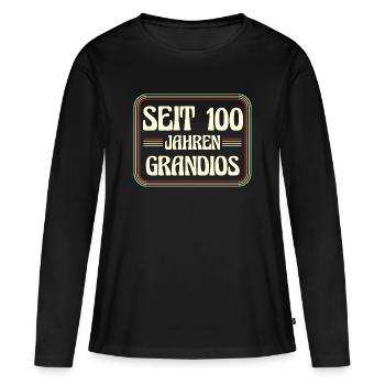 100e anniversaire 100e anniversaire - T-shirt manches longues Premium bio Femme - noir - Devant - Julia (174cm)