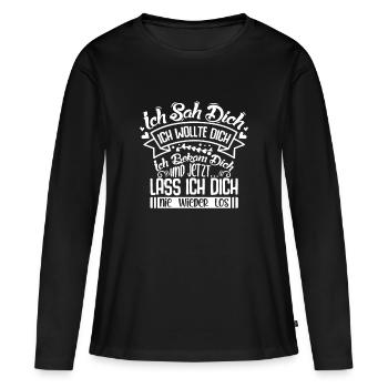 Je t’ai vu, je t’ai voulu, je t’ai eu - T-shirt manches longues Premium bio Femme - noir - Devant - Julia (174cm)