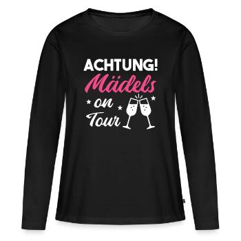 Attention! Girls on Tour – Bachelor Party Shirt - Women's Premium Organic Long Sleeve Shirt - black - Front - Julia (174cm)
