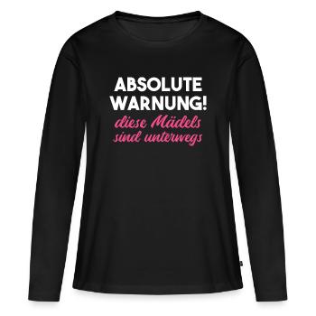 Absolute warning! Girls on Tour – Bachelor Party Shirt - Women's Premium Organic Long Sleeve Shirt - black - Front - Julia (174cm)