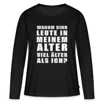 In meinem Alter - Frauen Premium Bio Langarmshirt - Schwarz - Vorne - Julia (174cm)