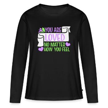 Tu es aimé, peu importe la compassion que tu ressens - T-shirt manches longues Premium bio Femme - noir - Devant - Julia (174cm)