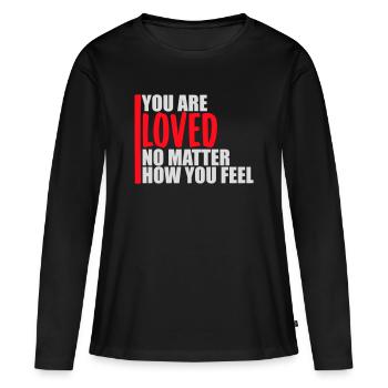 Tu es aimé, peu importe la compassion que tu ressens - T-shirt manches longues Premium bio Femme - noir - Devant - Julia (174cm)