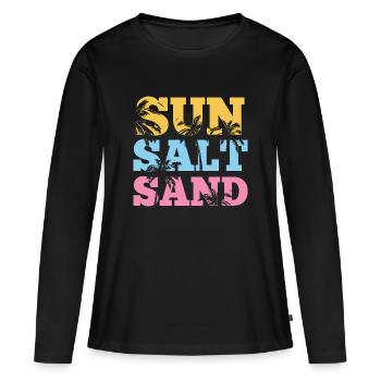 Sommer – Sonnensalz-Sand - Frauen Premium Bio Langarmshirt - Schwarz - Vorne - Julia (174cm)