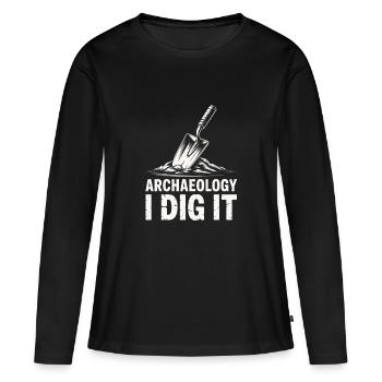 Archéologie Je creuse - T-shirt manches longues Premium bio Femme - noir - Devant - Julia (174cm)