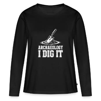 Archéologie Je creuse - T-shirt manches longues Premium bio Femme - noir - Devant - Julia (174cm)
