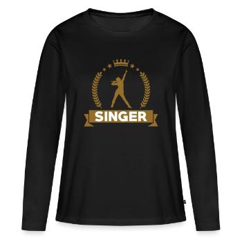 Sänger – Gesang – Lied - Frauen Premium Bio Langarmshirt - Schwarz - Vorne - Julia (174cm)
