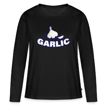 GARLIC - Frauen Premium Bio Langarmshirt - Schwarz - Vorne - Julia (174cm)