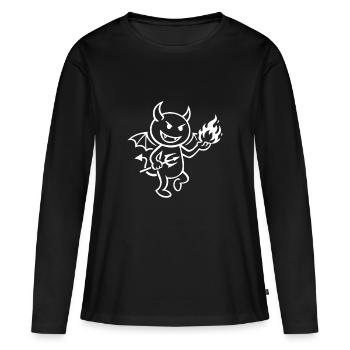 Démon de Feu avec Boule de Feu - Démon - T-shirt manches longues Premium bio Femme - noir - Devant - Julia (174cm)