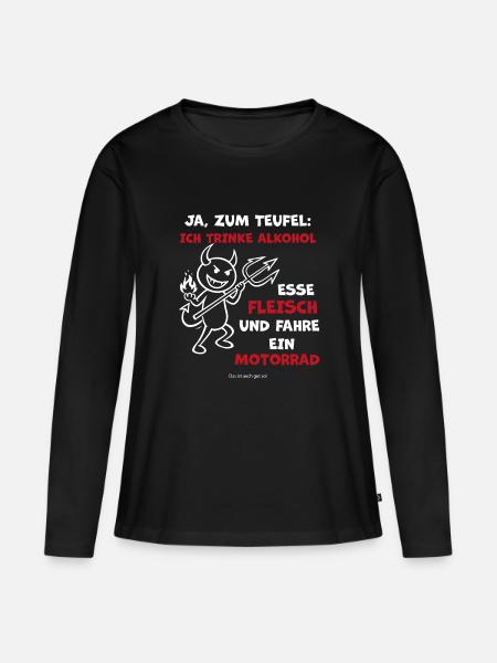 Teuflischer Trinker Motorrad - Frauen Premium Bio Langarmshirt - Schwarz