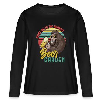 Sasquatch Biergarten Retro - Frauen Premium Bio Langarmshirt - Schwarz - Vorne - Julia (174cm)