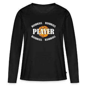 HANDBALL - PLAYER - Frauen Premium Bio Langarmshirt - Schwarz - Vorne - Julia (174cm)