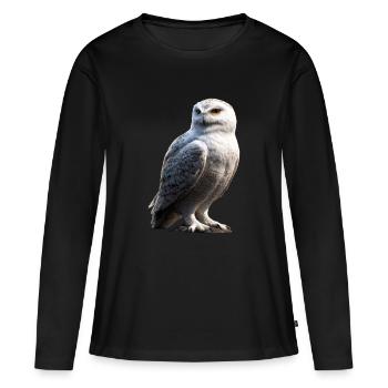 Chouette blanche Chouette Chouette Chouette Chouette Chouette Chouette des neiges - T-shirt manches longues Premium bio Femme - noir - Devant - Julia (174cm)