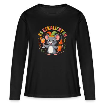 Karneval Maus Es Eskaliert Eh Party Fastnacht  - Frauen Premium Bio Langarmshirt - Schwarz - Vorne - Julia (174cm)