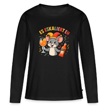 Souris de carnaval, ça s’intensifie, eh, fête fastnacht - T-shirt manches longues Premium bio Femme - noir - Devant - Julia (174cm)