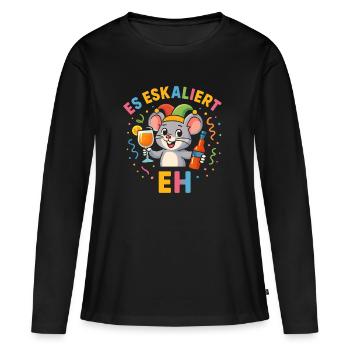 Souris de carnaval, ça s’intensifie, eh, fête fastnacht - T-shirt manches longues Premium bio Femme - noir - Devant - Julia (174cm)