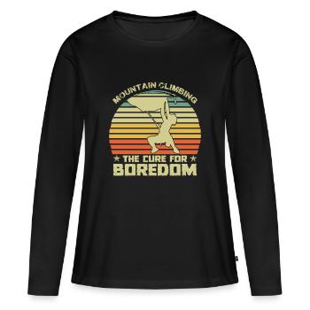 L’alpinisme contre l’ennui - T-shirt manches longues Premium bio Femme - noir - Devant - Julia (174cm)