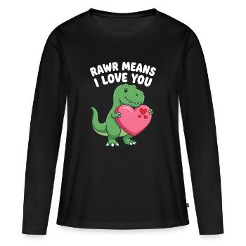 Rawr signifie « Je t’aime » Mignon dinosaure T-Rex - T-shirt manches longues Premium bio Femme - noir - Devant - Julia (174cm)