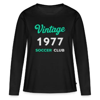 Vintage 1977 – Soccer Club Retro Geburtsjahr - Frauen Premium Bio Langarmshirt - Schwarz - Vorne - Julia (174cm)