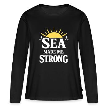 Cadeau de navigation pour le travail de matelot en mer - T-shirt manches longues Premium bio Femme - noir - Devant - Julia (174cm)