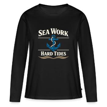 Cadeau de navigation pour le travail de matelot en mer - T-shirt manches longues Premium bio Femme - noir - Devant - Julia (174cm)