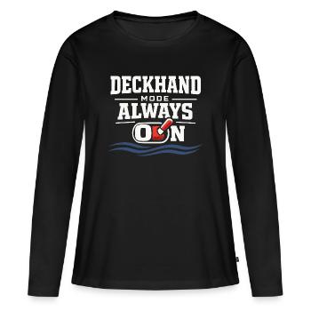 Cadeau de navigation pour le travail de matelot en mer - T-shirt manches longues Premium bio Femme - noir - Devant - Julia (174cm)