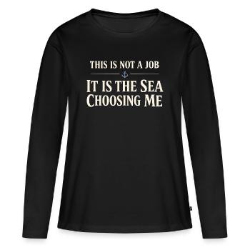 Cadeau de navigation pour le travail de matelot en mer - T-shirt manches longues Premium bio Femme - noir - Devant - Julia (174cm)