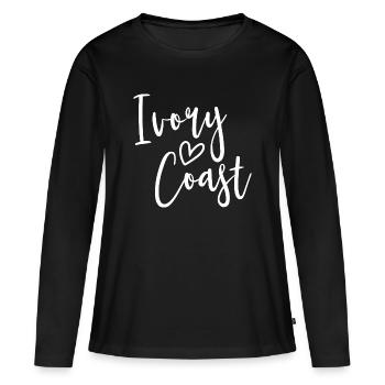 Cœur d’Ivoire Les Femmes Aiment la Côte d’Ivoire - T-shirt manches longues Premium bio Femme - noir - Devant - Julia (174cm)