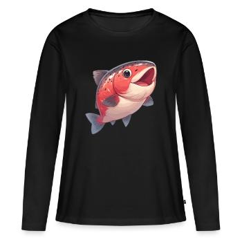 Saumon Saumon - T-shirt manches longues Premium bio Femme - noir - Devant - Julia (174cm)