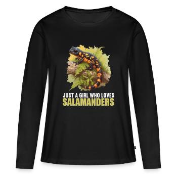 Salamandre de feu Salamandre - T-shirt manches longues Premium bio Femme - noir - Devant - Julia (174cm)