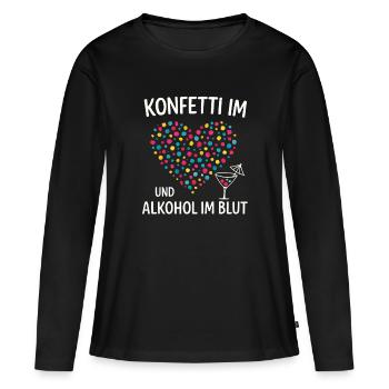 Fête de confettis de carnaval, cœur de phrase de carnaval, carnaval - T-shirt manches longues Premium bio Femme - noir - Devant - Julia (174cm)