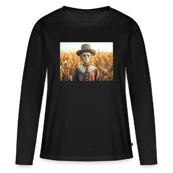 Die Vogelscheuche, die der erste Begleiter fand - Frauen Premium Bio Langarmshirt - Schwarz - Vorne - Julia (174cm)