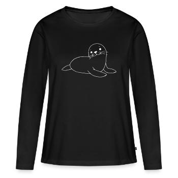 Robbe Seehund Robben Seehunde - Frauen Premium Bio Langarmshirt - Schwarz - Vorne - Julia (174cm)