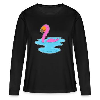 Natation au flamant rose - T-shirt manches longues Premium bio Femme - noir - Devant - Julia (174cm)