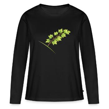 Blätterzweig Ahorn - Aquarell - Frauen Premium Bio Langarmshirt - Schwarz - Vorne - Julia (174cm)