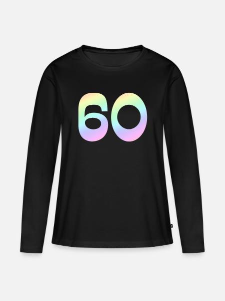 60 Pastellgradient Zahlen - Frauen Premium Bio Langarmshirt - Schwarz