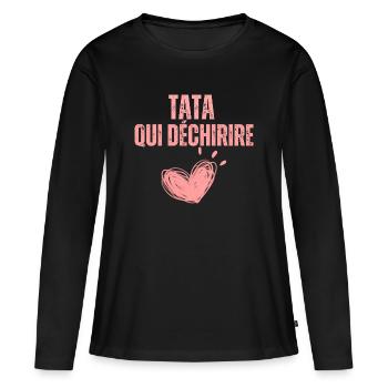 Tante, die tränt - Frauen Premium Bio Langarmshirt - Schwarz - Vorne - Julia (174cm)
