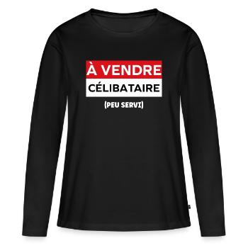 célibataire - T-shirt manches longues Premium bio Femme - noir - Devant - Julia (174cm)