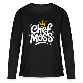 Chef Moss Crown Logo - Women's Premium Organic Long Sleeve Shirt - black - Front - Julia (174cm)