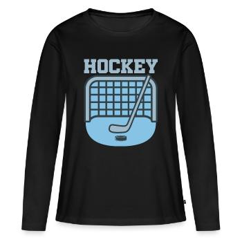 Articles de fans de Hockey Goal – Hockey sur glace - T-shirt manches longues Premium bio Femme - noir - Devant - Julia (174cm)