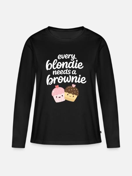 Every Blondine needs a Brownie - Frauen Premium Bio Langarmshirt - Schwarz