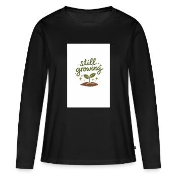 Toujours en croissance - T-shirt manches longues Premium bio Femme - noir - Devant - Julia (174cm)