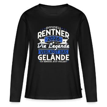 Retraités 2026 - La légende quitte le site - T-shirt manches longues Premium bio Femme - noir - Devant - Julia (174cm)