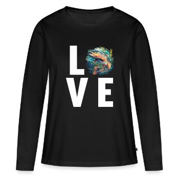 Saumon Saumon - T-shirt manches longues Premium bio Femme - noir - Devant - Julia (174cm)