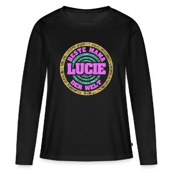 Mama Lucie - T-shirt manches longues Premium bio Femme - noir - Devant - Julia (174cm)